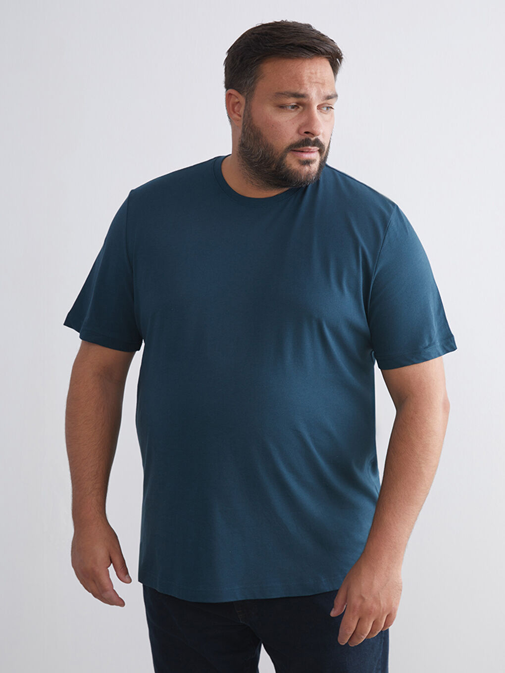 Petrol Büyük Beden Basic Penye Erkek Tişört