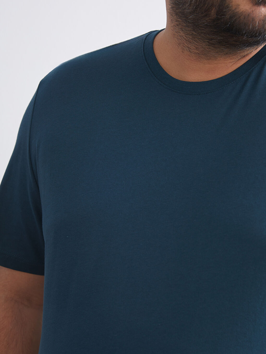 Petrol Büyük Beden Basic Penye Erkek Tişört-3