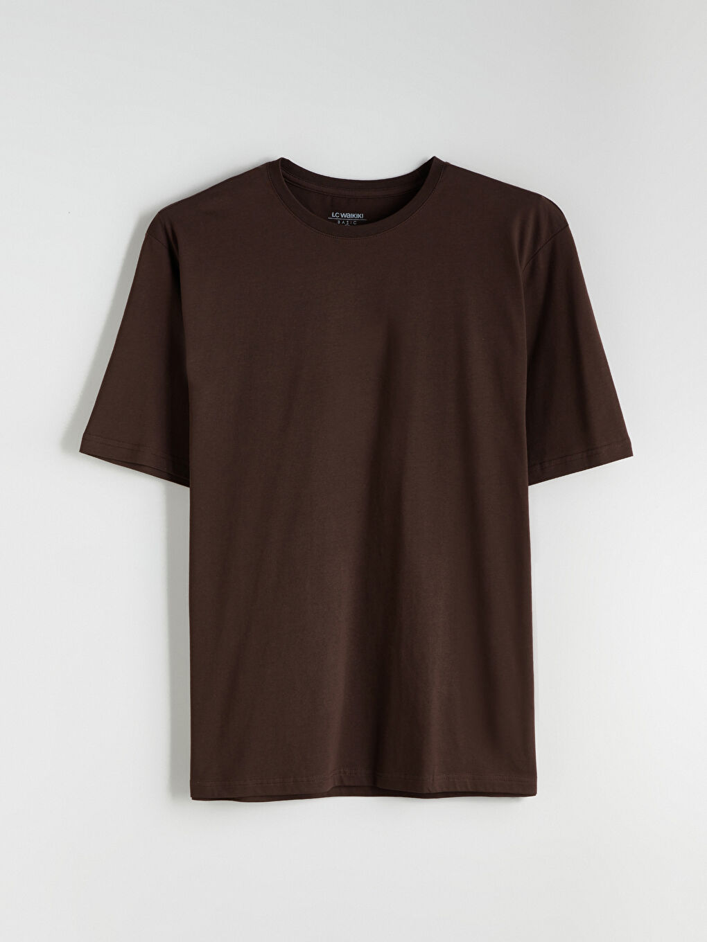 Kahverengi Büyük Beden Basic Penye Erkek Tişört-7