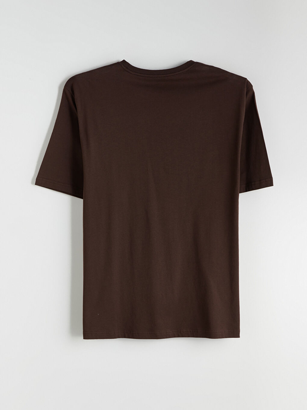 Kahverengi Büyük Beden Basic Penye Erkek Tişört-8