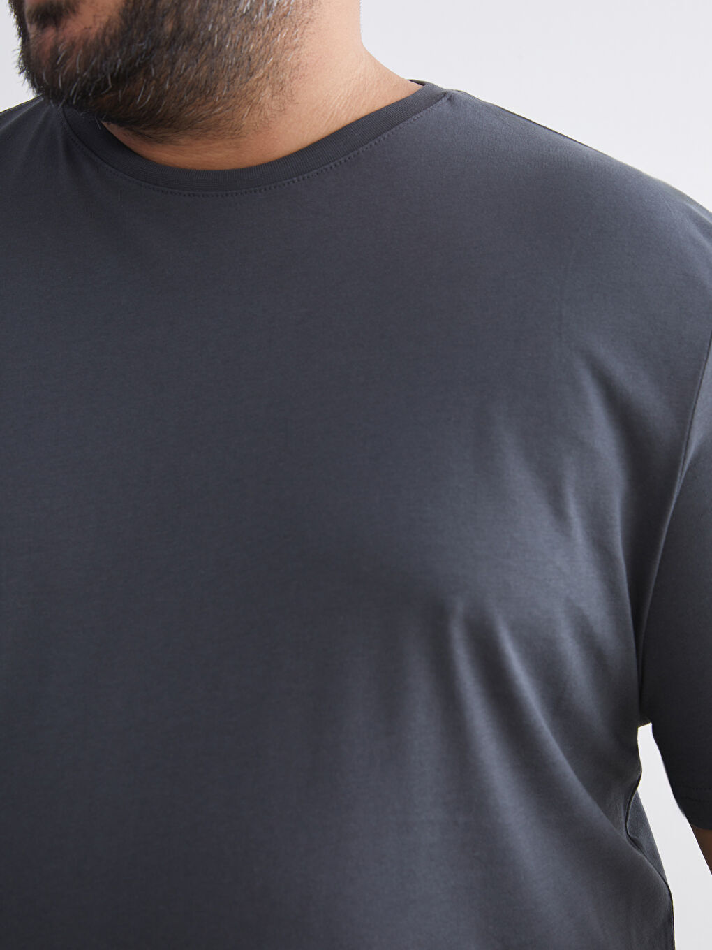 Antrasit Büyük Beden Basic Penye Erkek Tişört-4