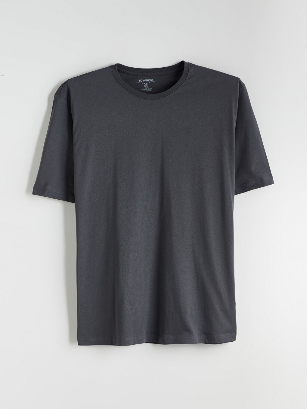 Antrasit Büyük Beden Basic Penye Erkek Tişört-12