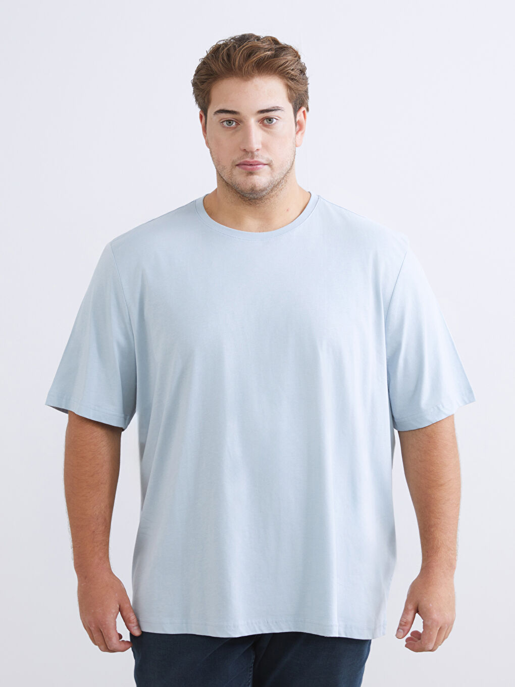 Mavi Büyük Beden Basic Penye Erkek Tişört