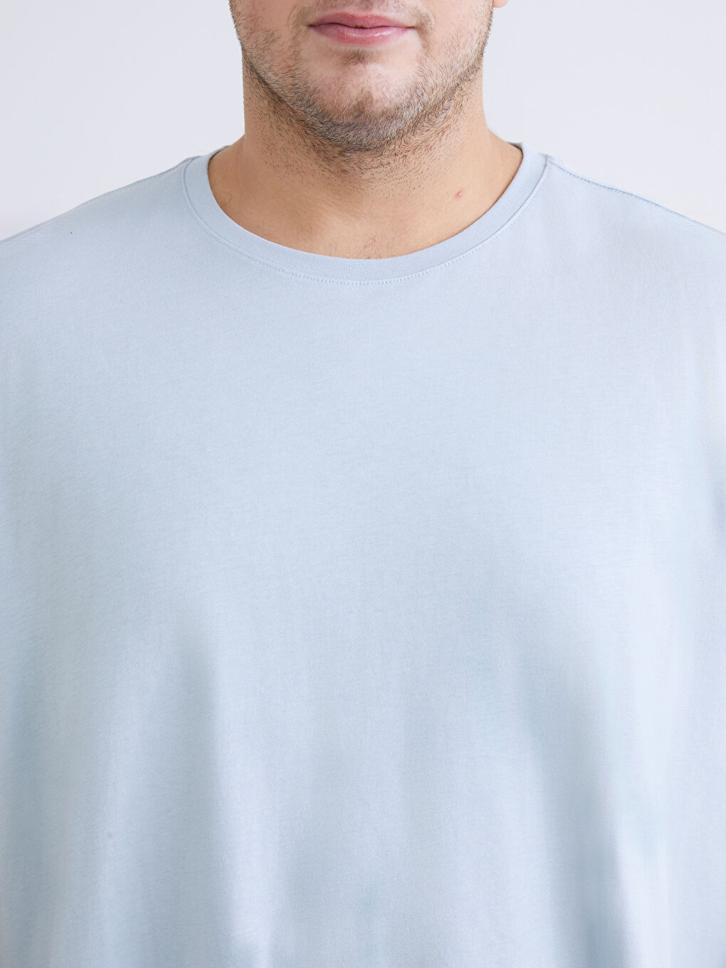 Mavi Büyük Beden Basic Penye Erkek Tişört-5