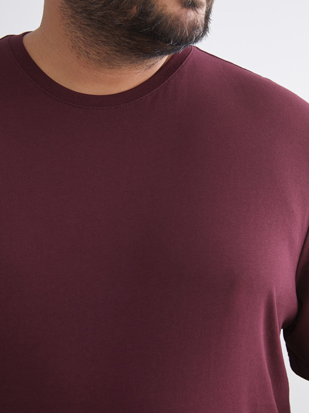 Bordo Büyük Beden Basic Penye Erkek Tişört-2