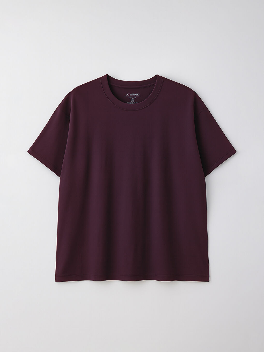 Bordo Büyük Beden Basic Penye Erkek Tişört-4