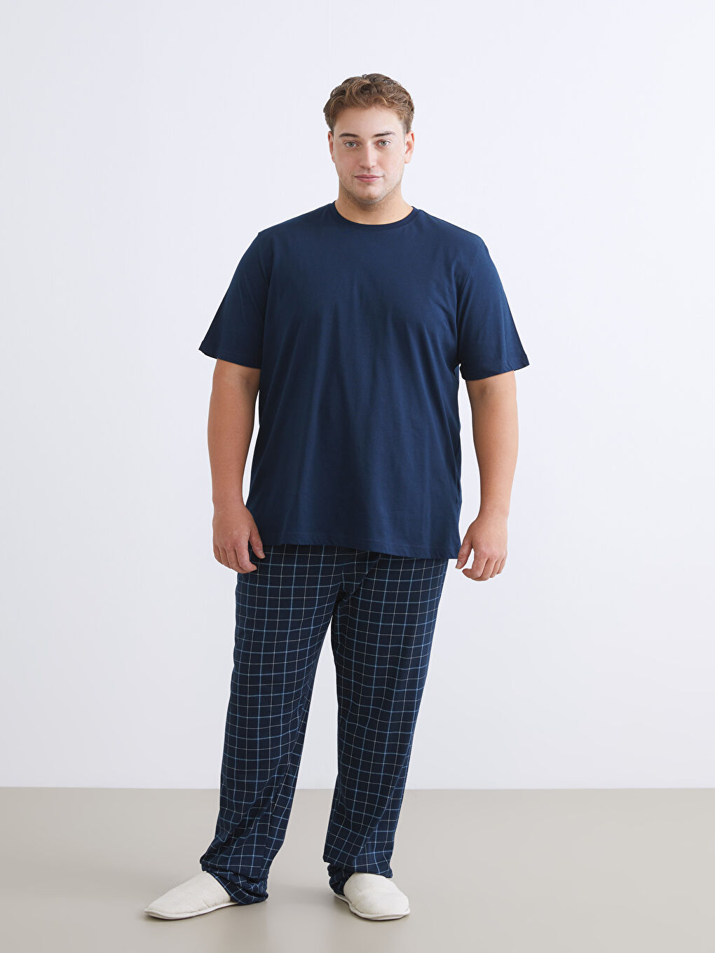 Lacivert Büyük Beden Basic Penye Erkek Tişört-2