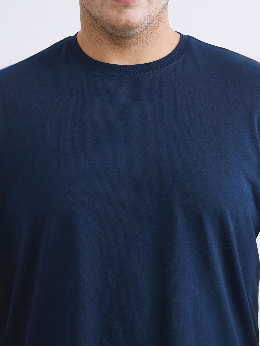 Lacivert Büyük Beden Basic Penye Erkek Tişört-4