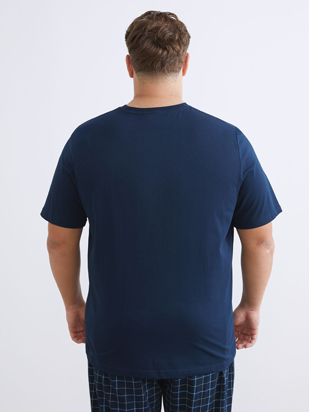 Lacivert Büyük Beden Basic Penye Erkek Tişört-6