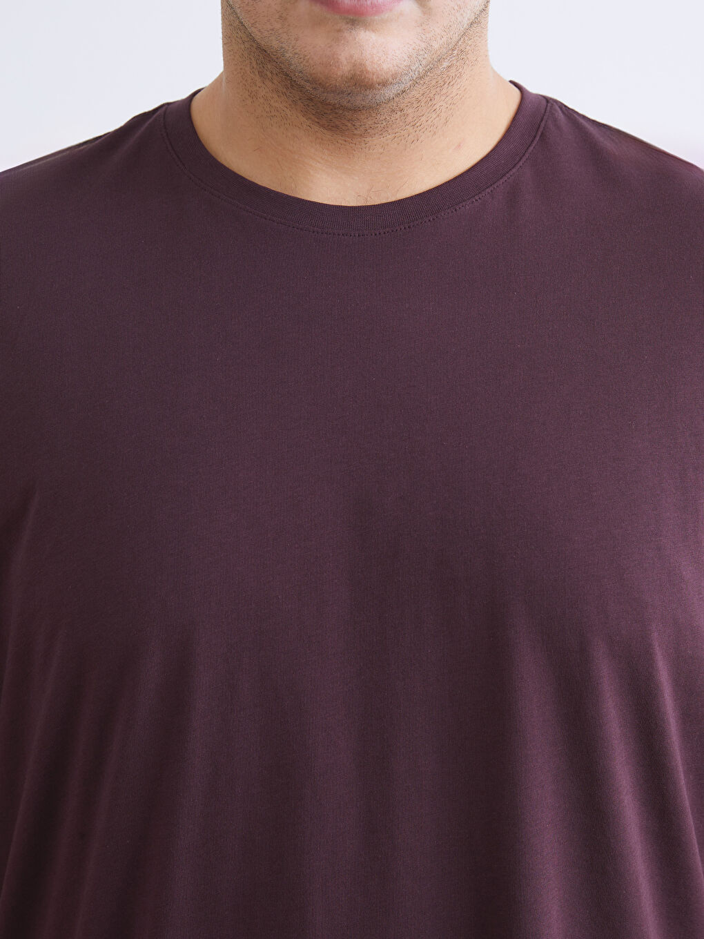 Mürdüm Büyük Beden Basic Penye Erkek Tişört-2