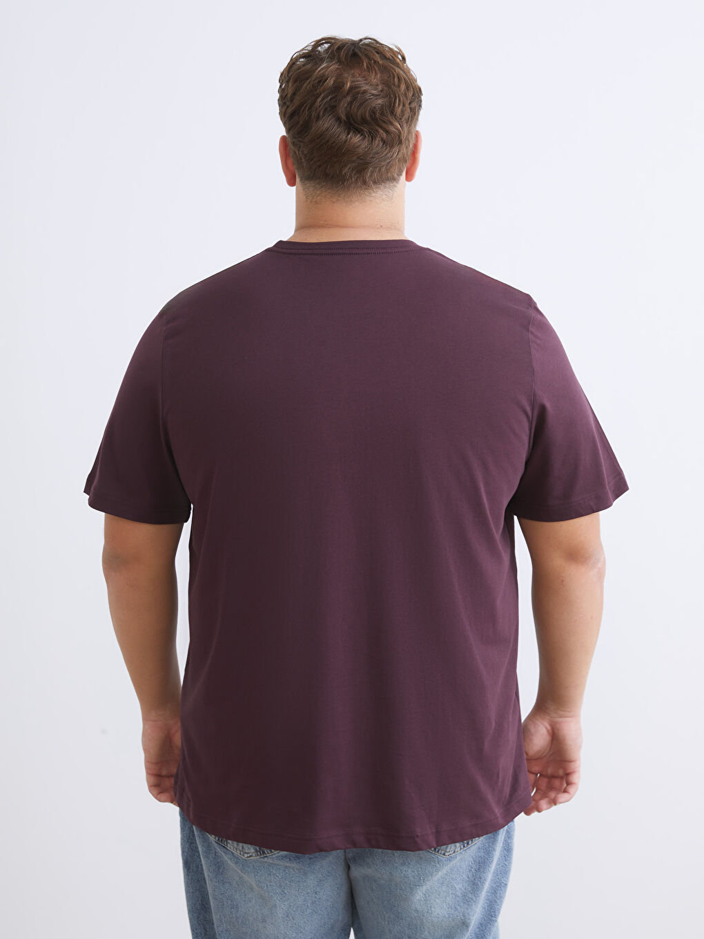 Mürdüm Büyük Beden Basic Penye Erkek Tişört-3