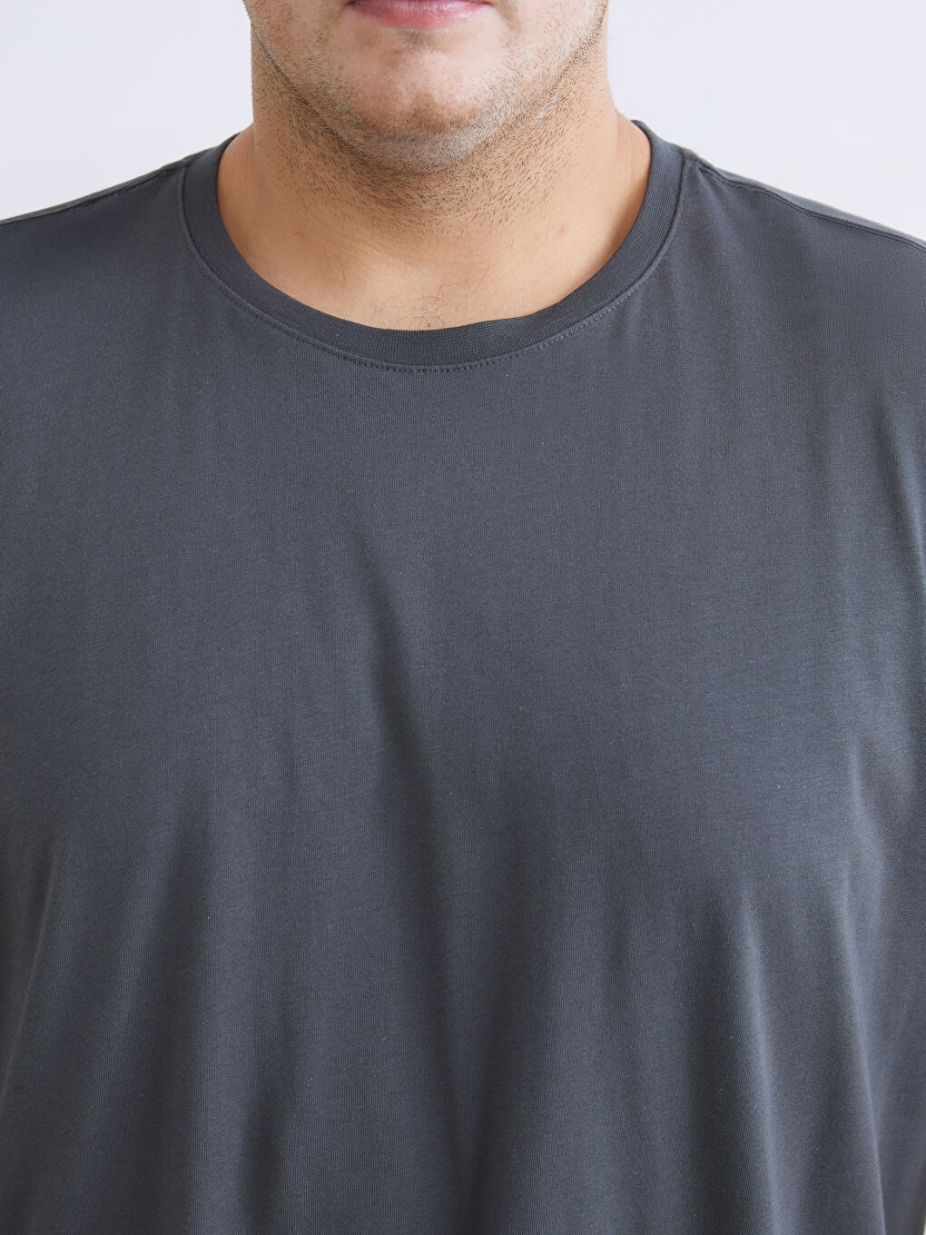 Antrasit Büyük Beden Basic Penye Erkek Tişört-8