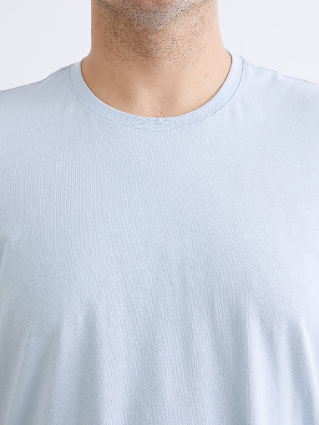 Mavi Büyük Beden Basic Penye Erkek Tişört-4