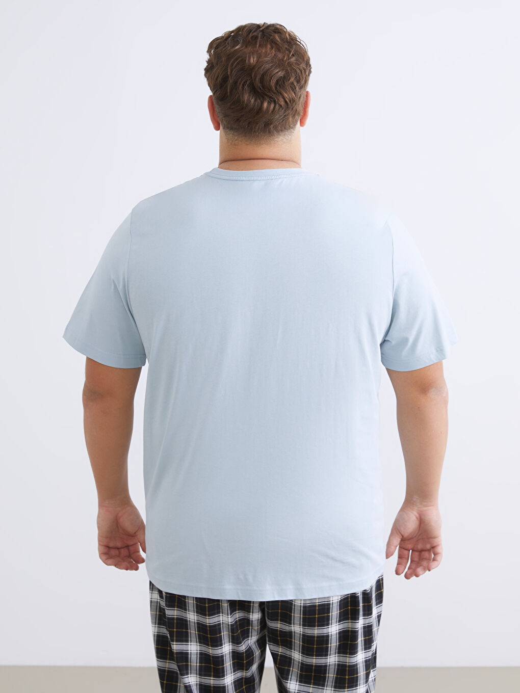 Mavi Büyük Beden Basic Penye Erkek Tişört-6