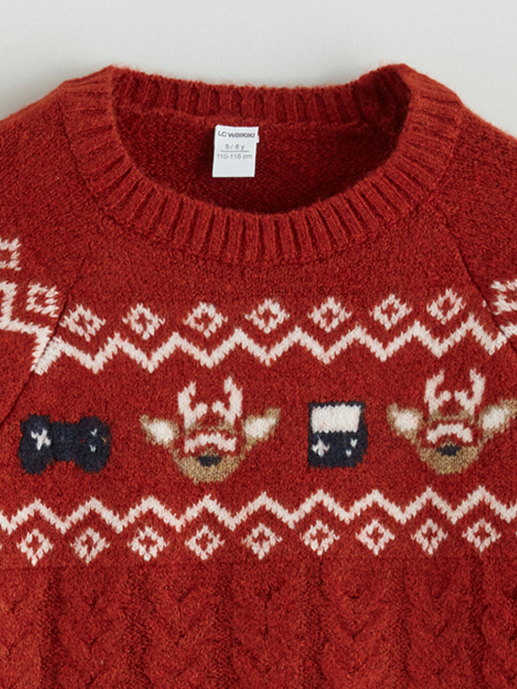 Kırmızı Yılbaşı Temalı Erkek Çocuk Triko Kazak-1