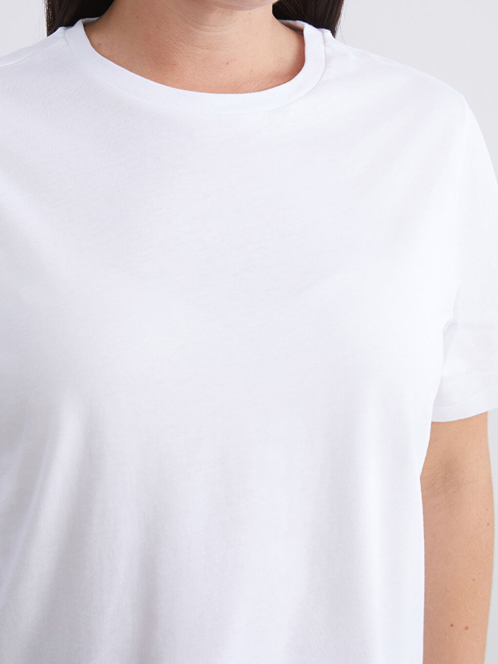 Siyah Büyük Beden Bisiklet Yaka Kadın Tişört 2'li-5