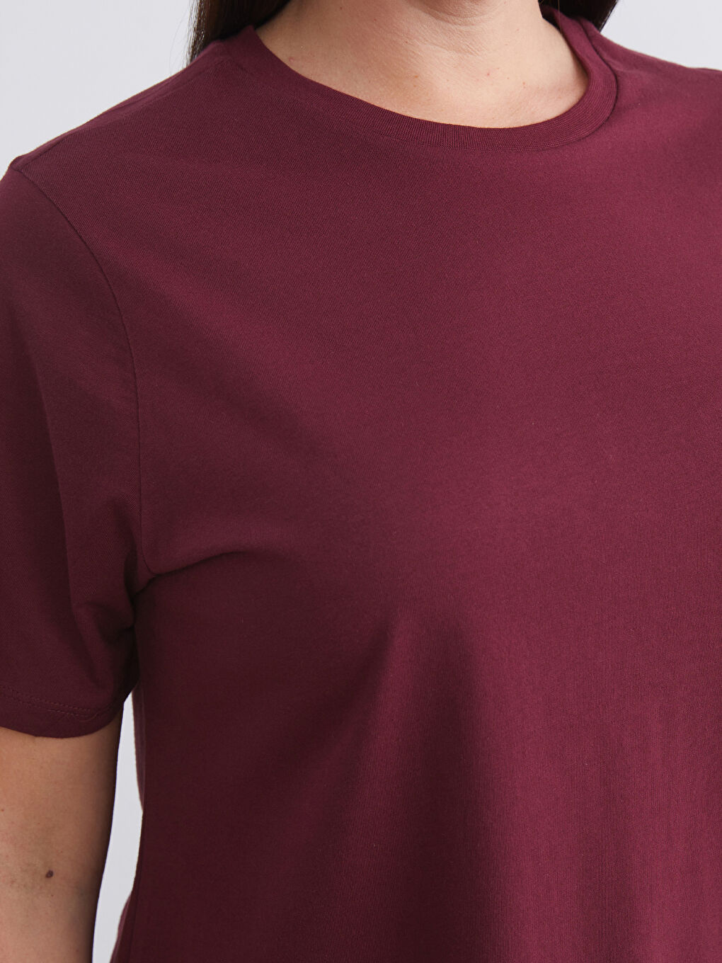 Siyah Büyük Beden Bisiklet Yaka Kadın Tişört 2'li-5