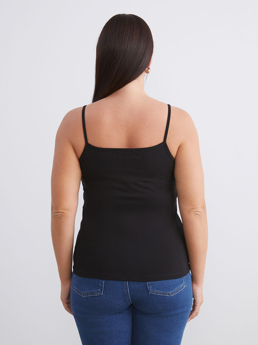 Siyah Büyük Beden U Yaka Kadın Atlet 2'li-5