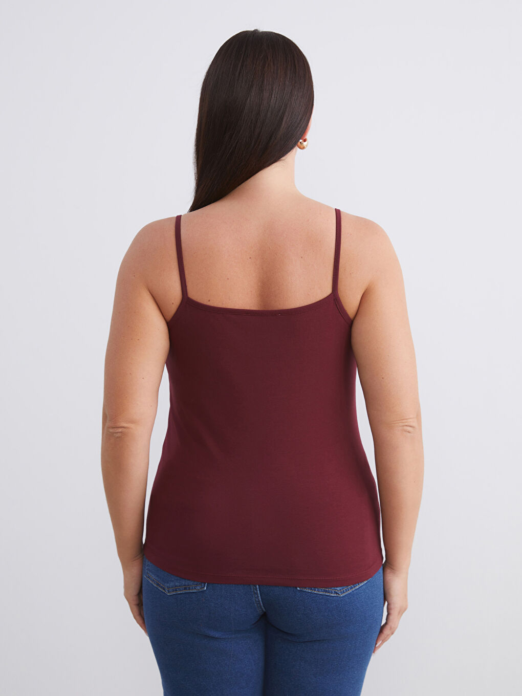 Bordo Büyük Beden U Yaka Kadın Atlet 2'li-7