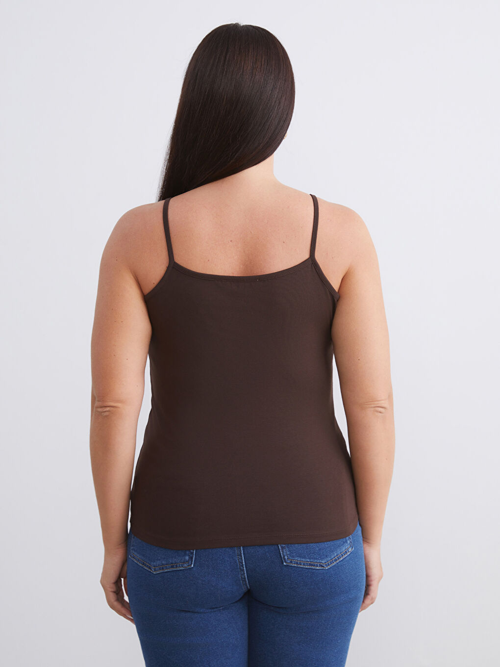 Kahverengi Büyük Beden U Yaka Kadın Atlet 2'li-6