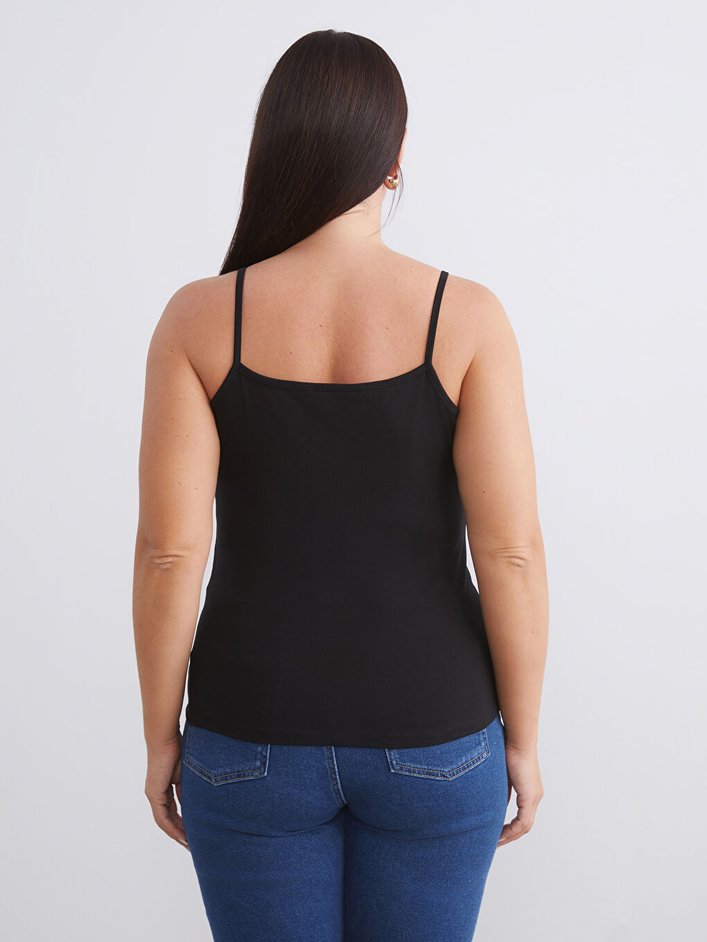 Beyaz Büyük Beden U Yaka Kadın Atlet 2'li-6