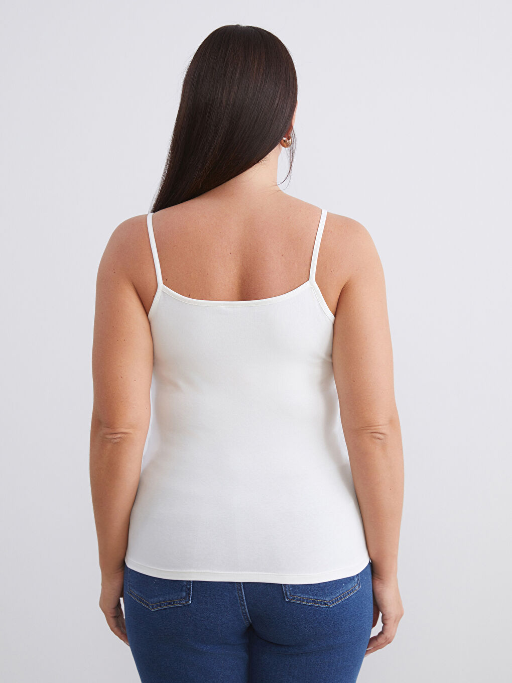 Beyaz Büyük Beden U Yaka Kadın Atlet 2'li-7