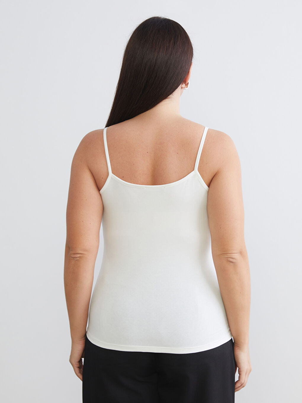 Beyaz Büyük Beden U Yaka Kadın Atlet 2'li-5