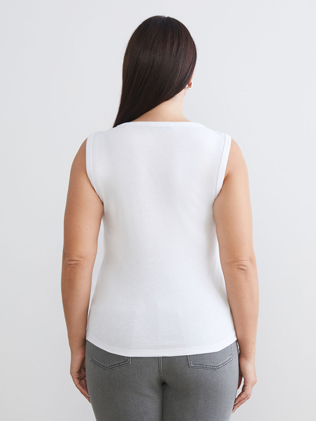 Siyah Büyük Beden V Yaka Kadın Atlet 2'li-6