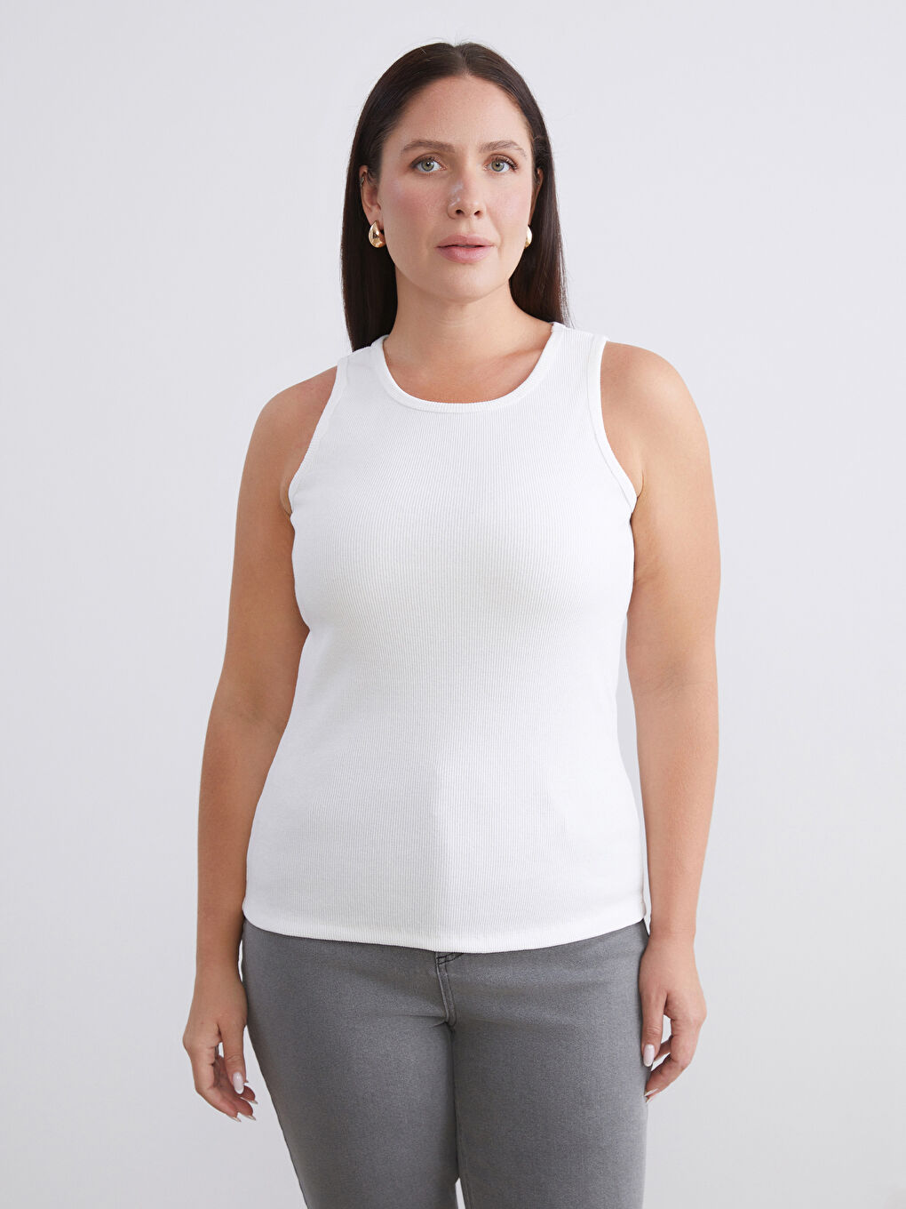 Siyah Büyük Beden Bisiklet Yaka Kadın Atlet 2'li-2