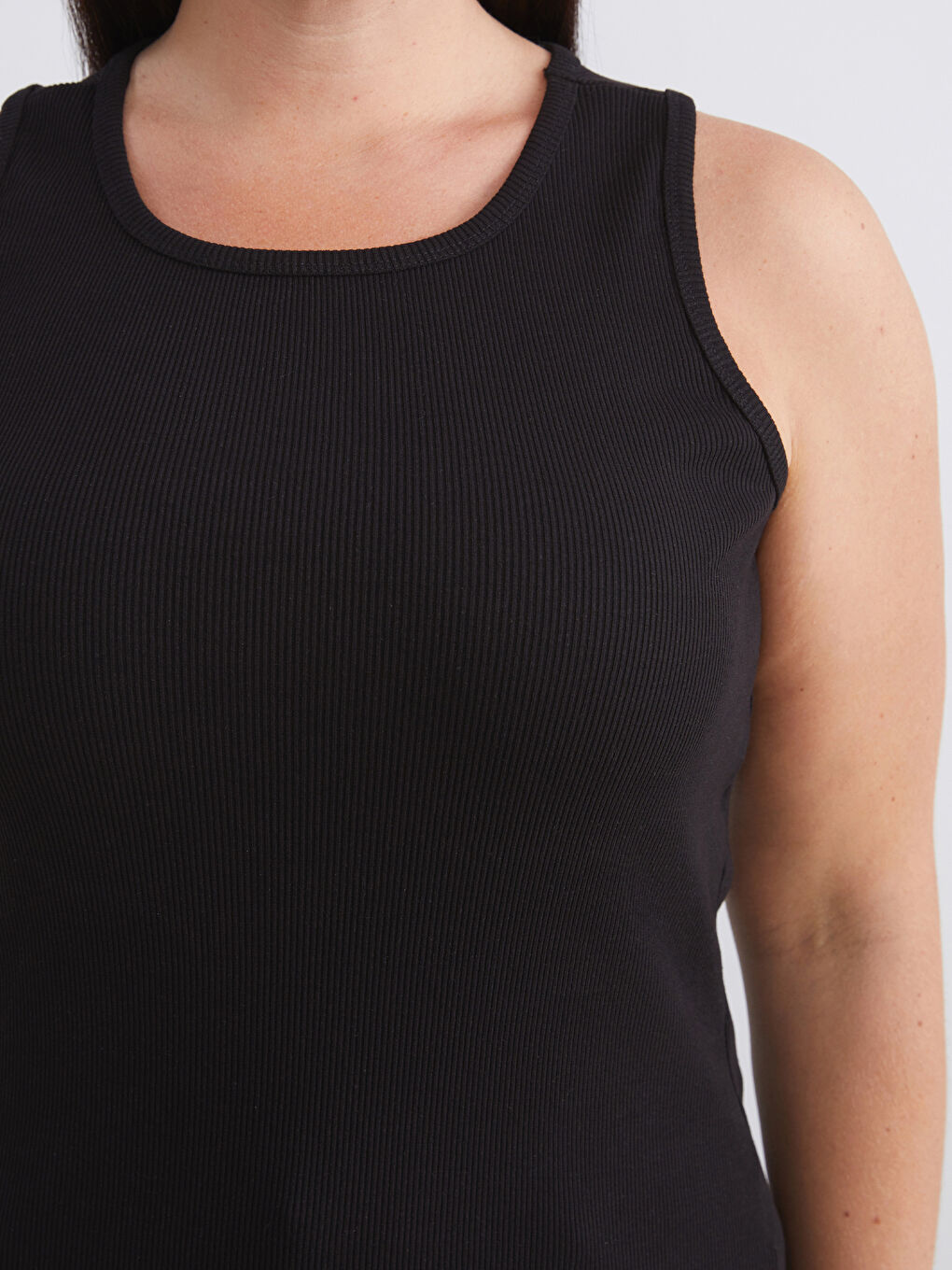 Siyah Büyük Beden Bisiklet Yaka Kadın Atlet 2'li-4