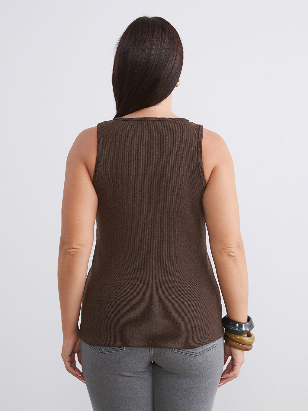 Bej Büyük Beden Bisiklet Yaka Kadın Atlet 2'li-7