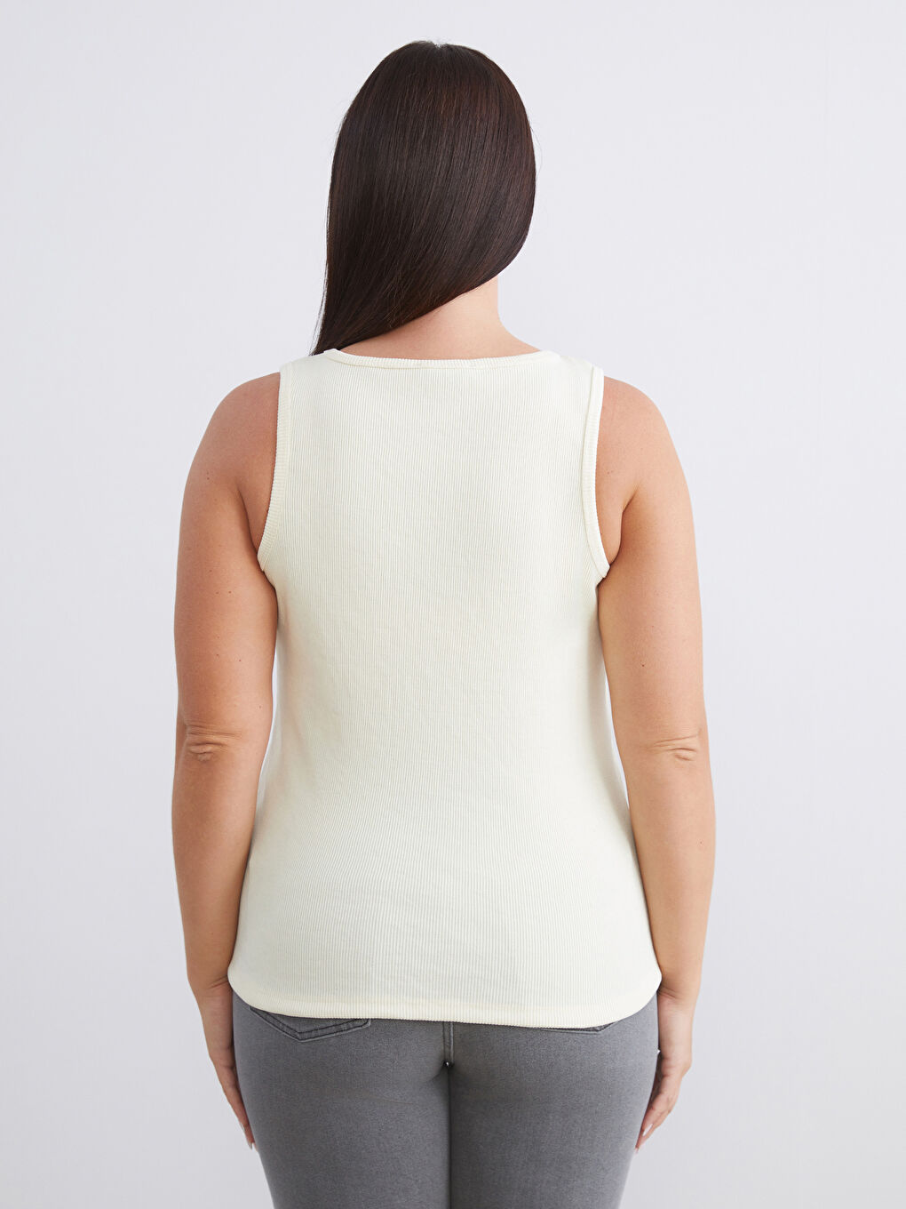 Beyaz Büyük Beden Bisiklet Yaka Kadın Atlet 2'li-6