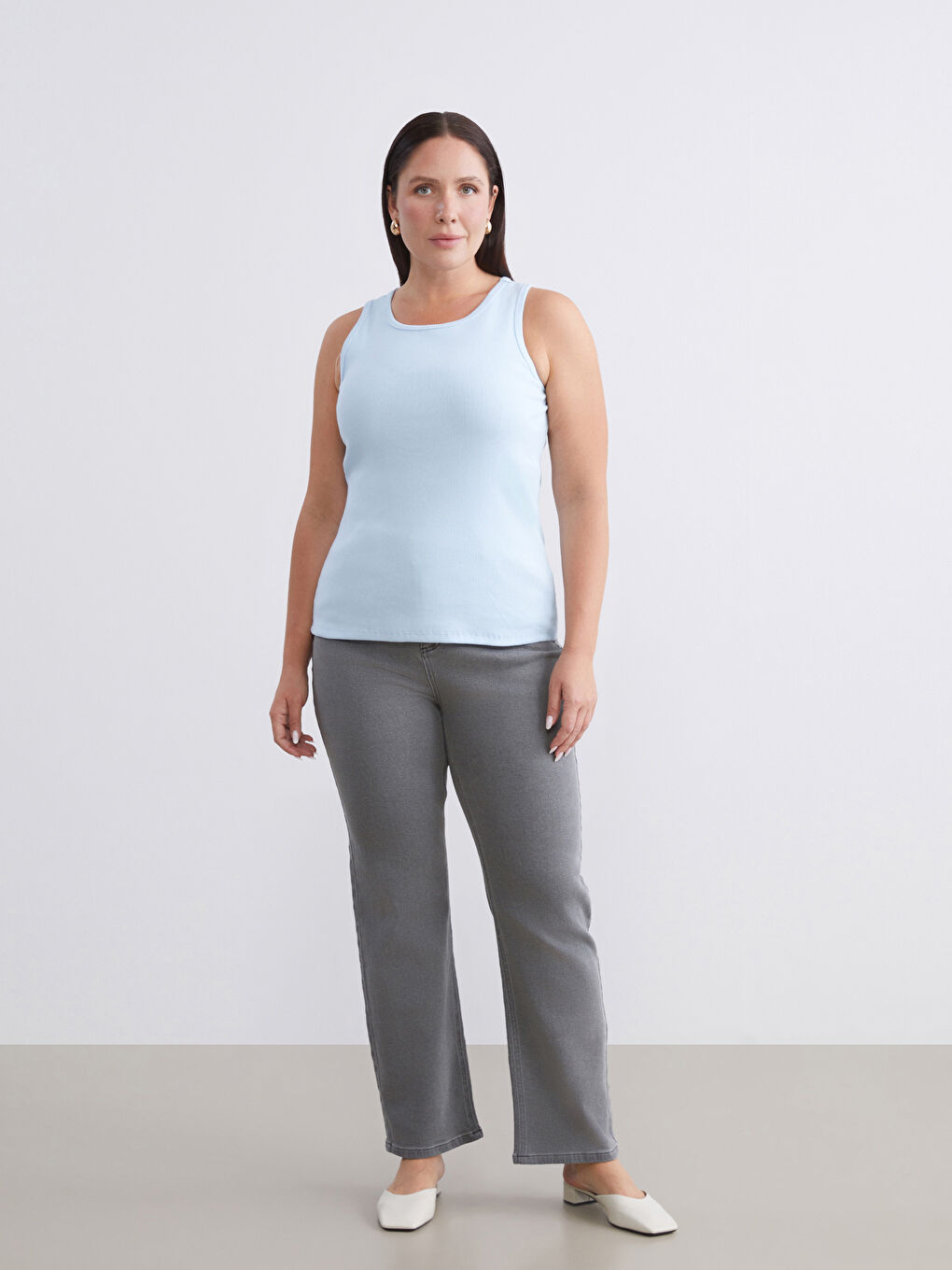 Pembe Büyük Beden Bisiklet Yaka Kadın Atlet 2'li-3