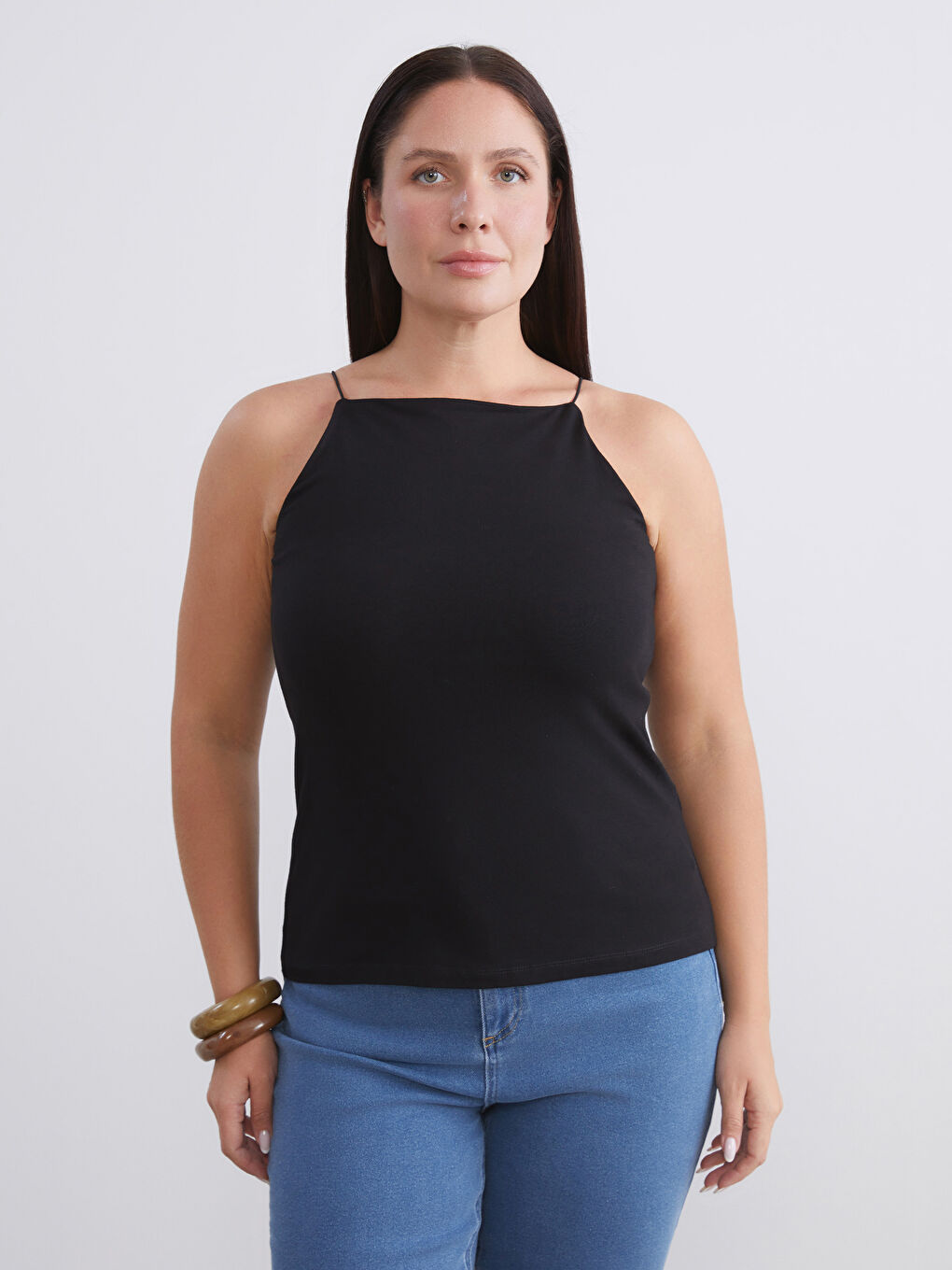 Bordo Büyük Beden Halter Yaka Kadın Atlet 2'li-1