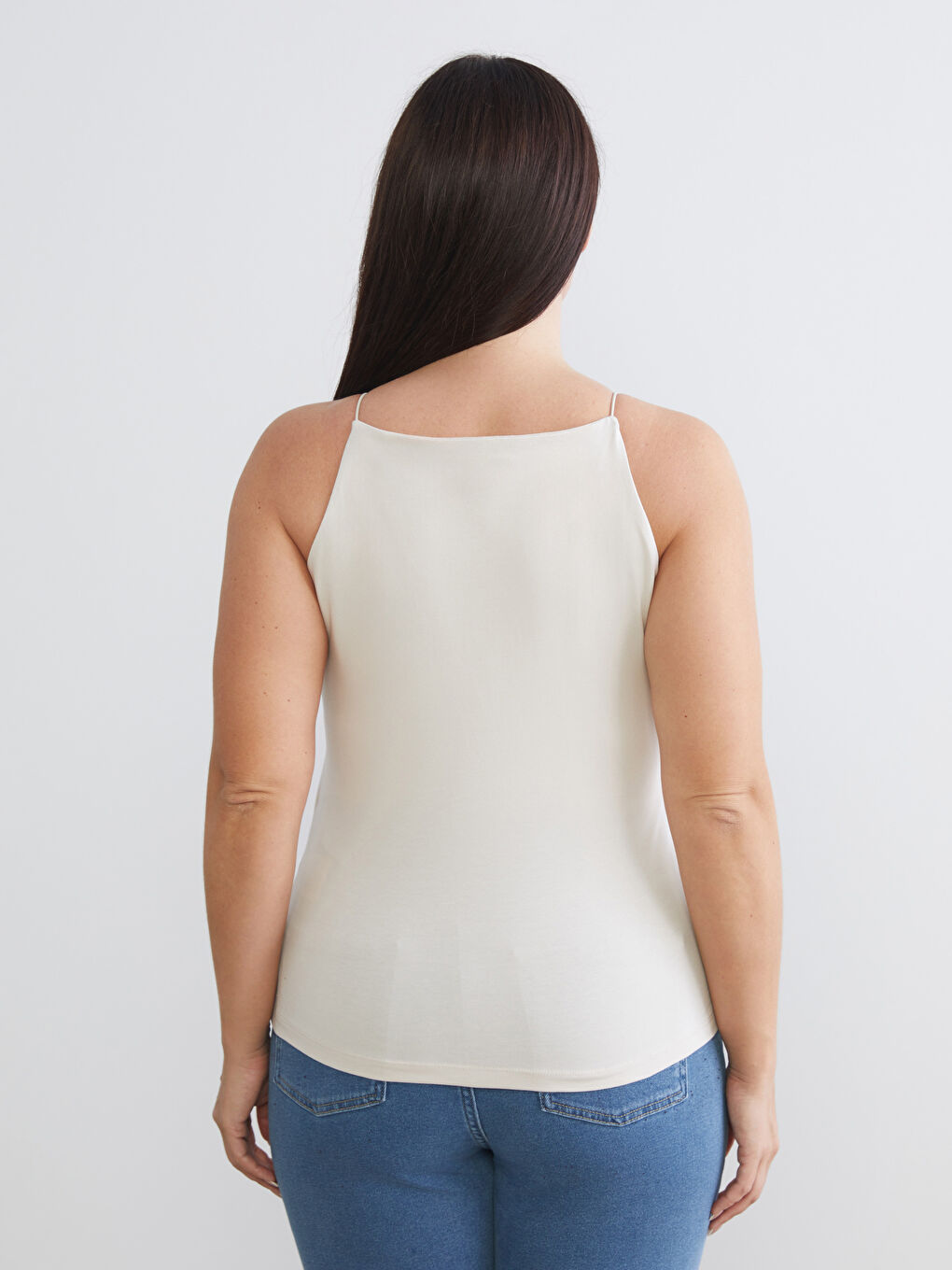 Bej Büyük Beden Halter Yaka Kadın Atlet 2'li-6