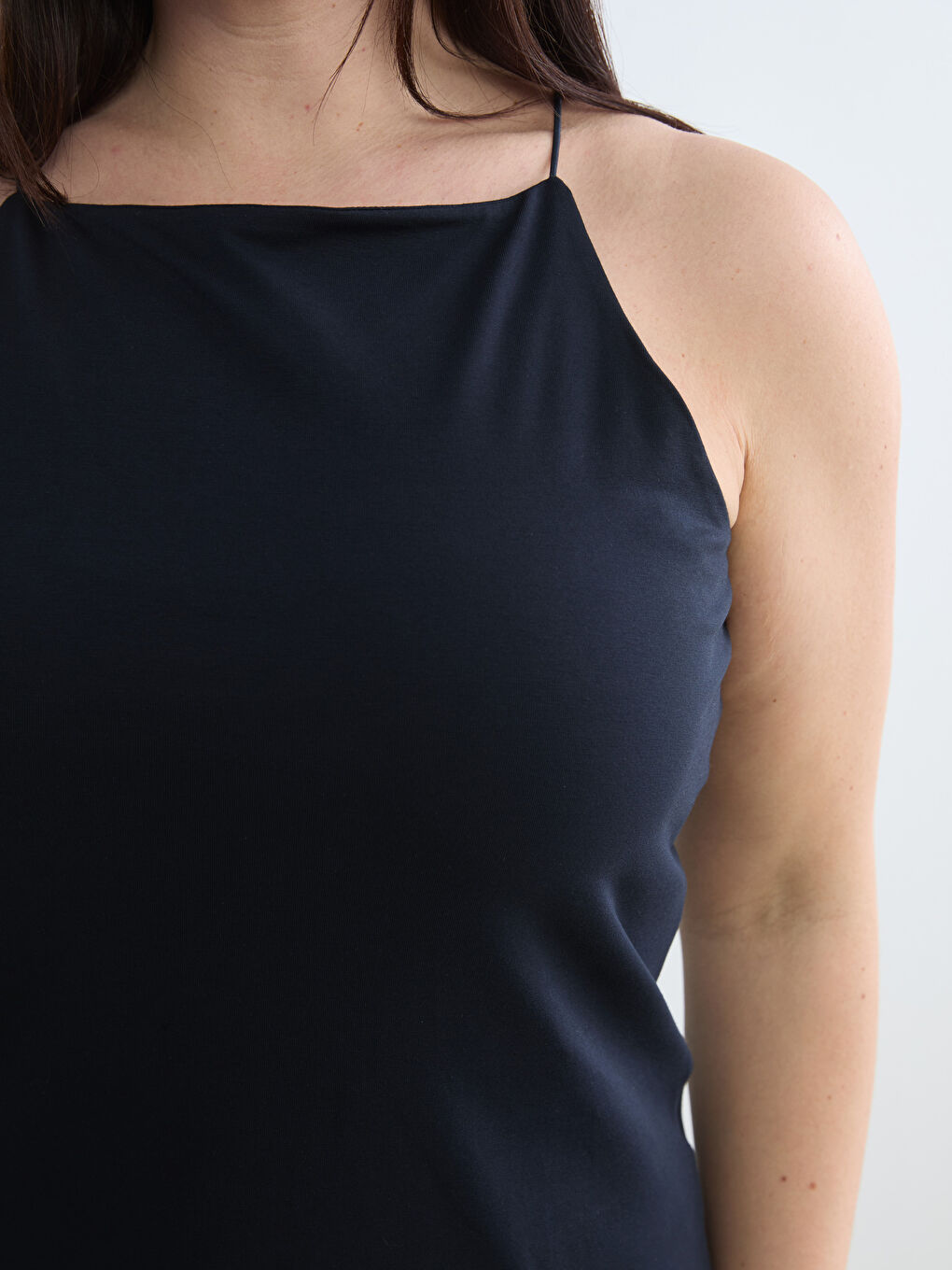 Beyaz Büyük Beden Halter Yaka Kadın Atlet 2'li-3