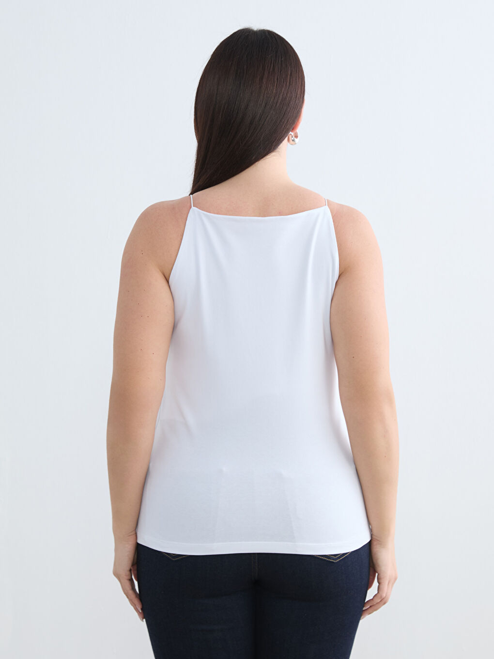 Beyaz Büyük Beden Halter Yaka Kadın Atlet 2'li-7