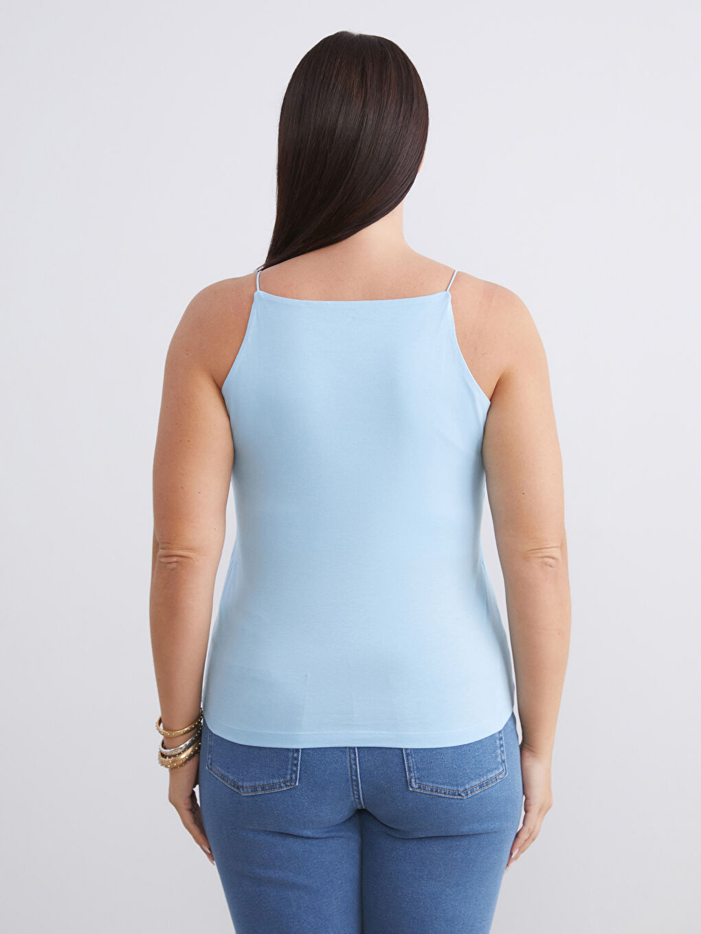 Pembe Büyük Beden Halter Yaka Kadın Atlet 2'li-6