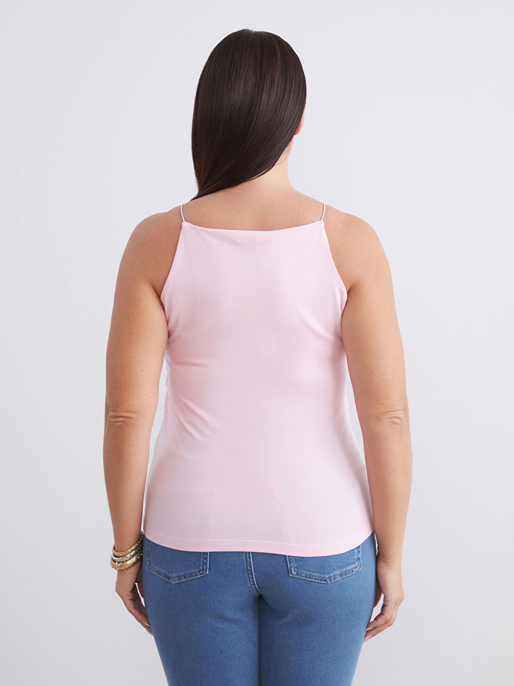 Pembe Büyük Beden Halter Yaka Kadın Atlet 2'li-7