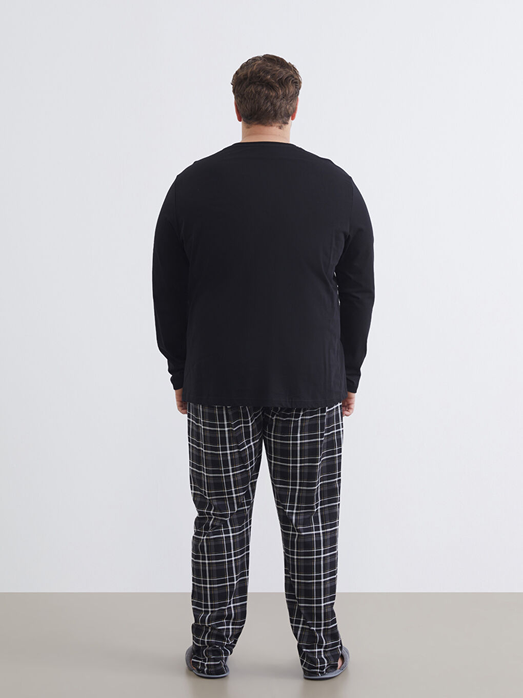Siyah Büyük Beden Standart Kalıp Erkek Pijama Takımı-3