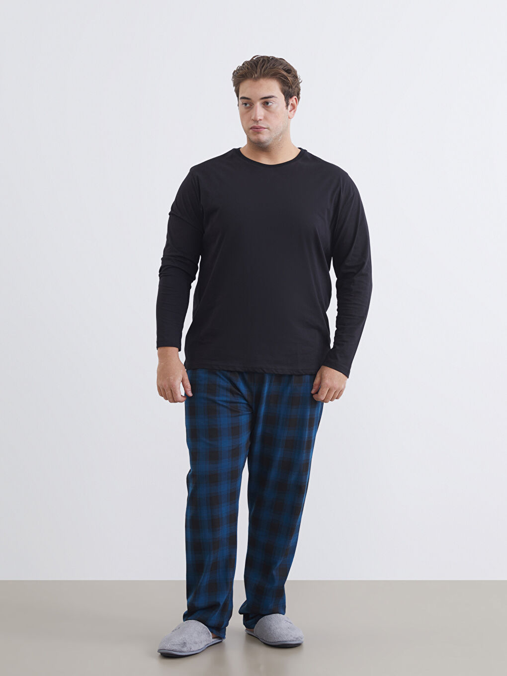 Petrol Büyük Beden Standart Kalıp Erkek Pijama Takımı-1