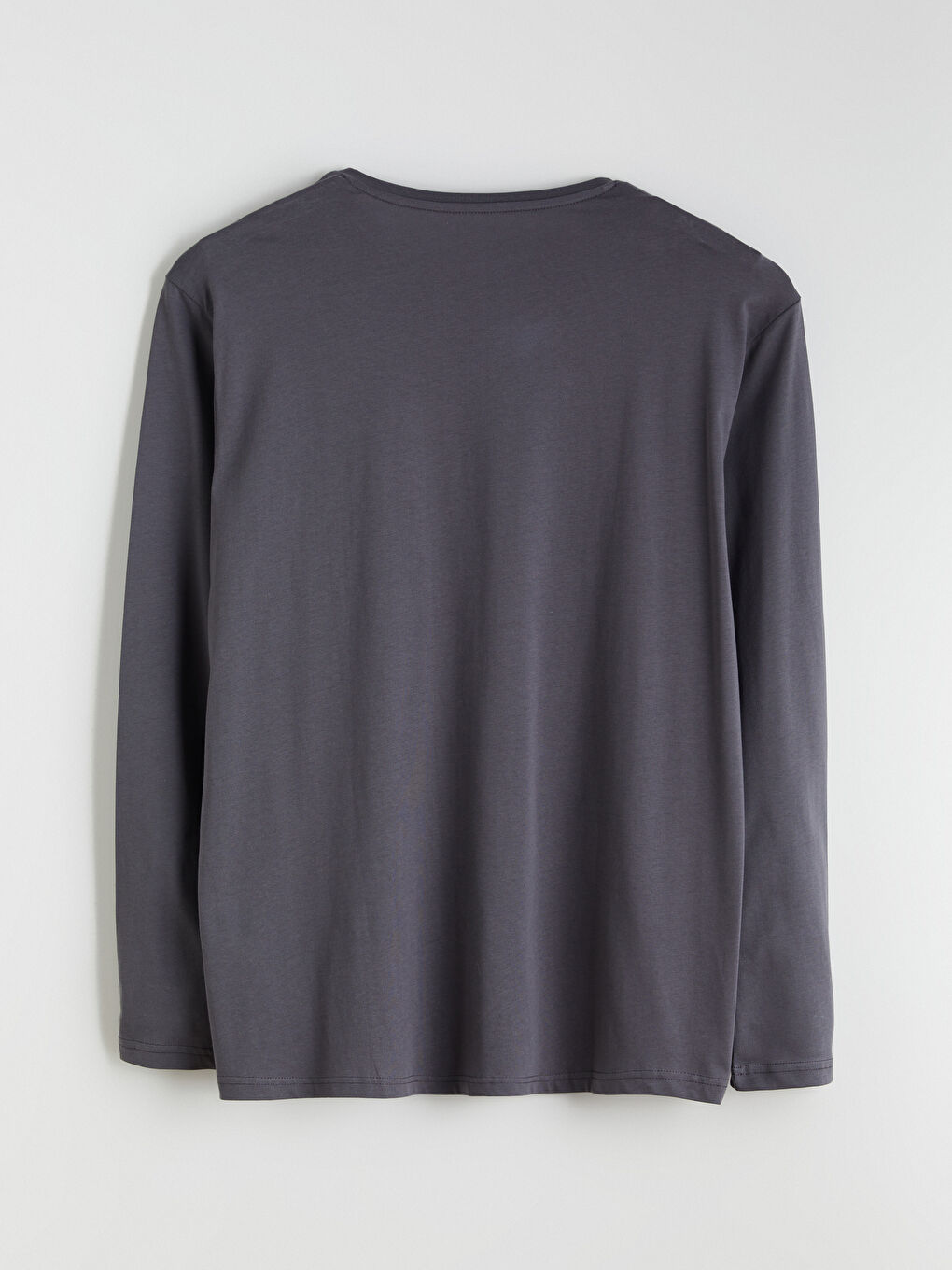 Gri Bisiklet Yaka Uzun Kollu Erkek Pijama Üst-1