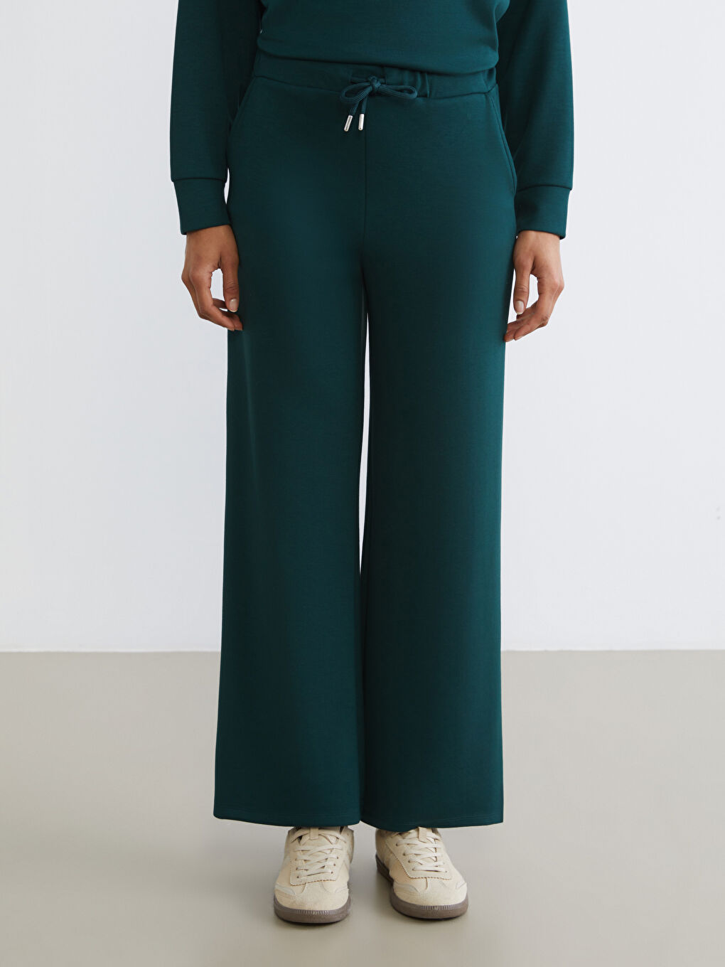 Yeşil Beli Lastikli Kadın Eşofman Altı-1