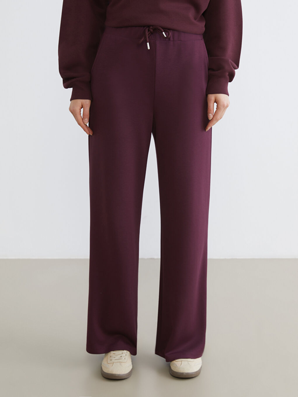 Mürdüm Beli Lastikli Kadın Eşofman Altı-1