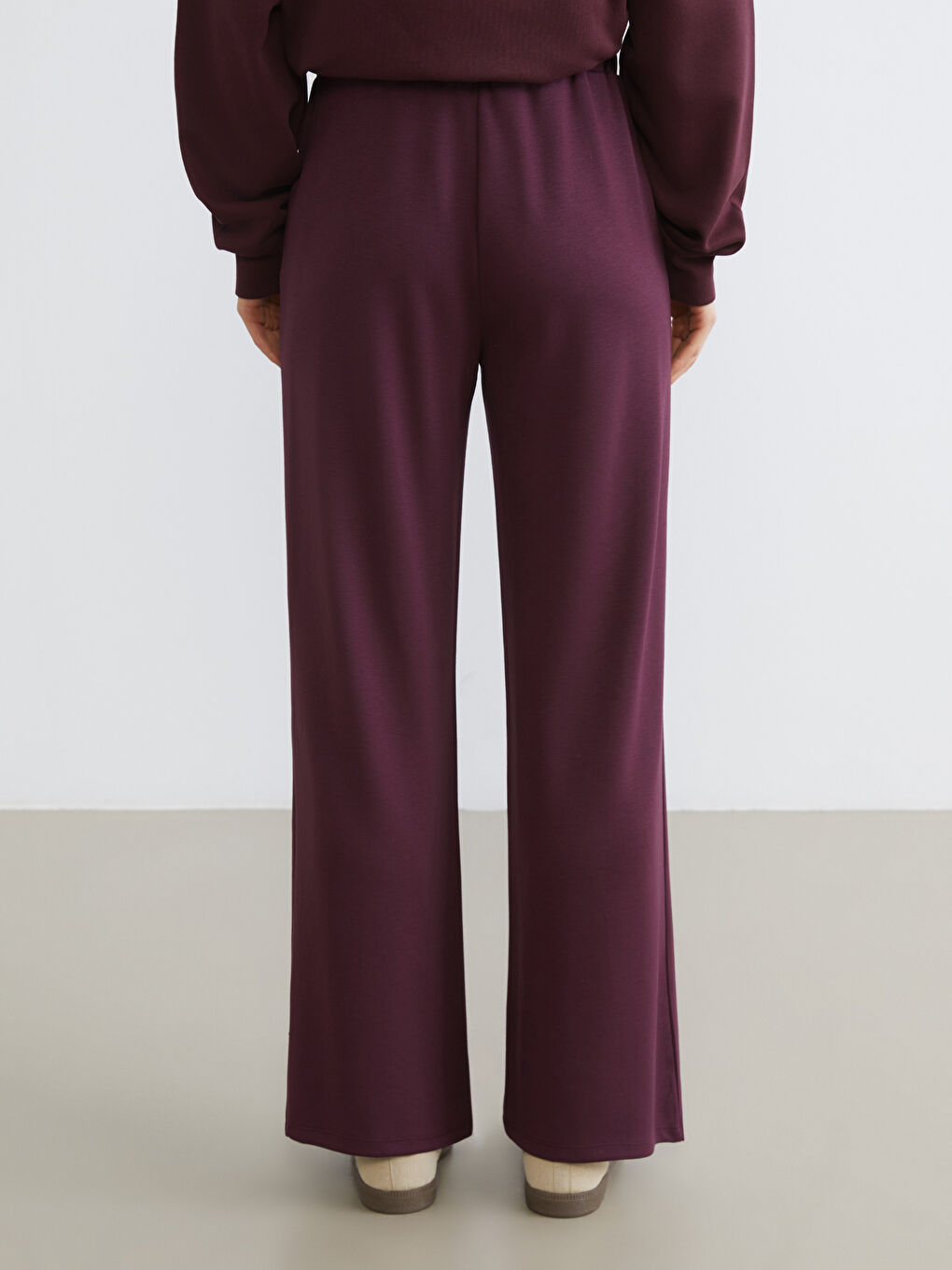 Mürdüm Beli Lastikli Kadın Eşofman Altı-3