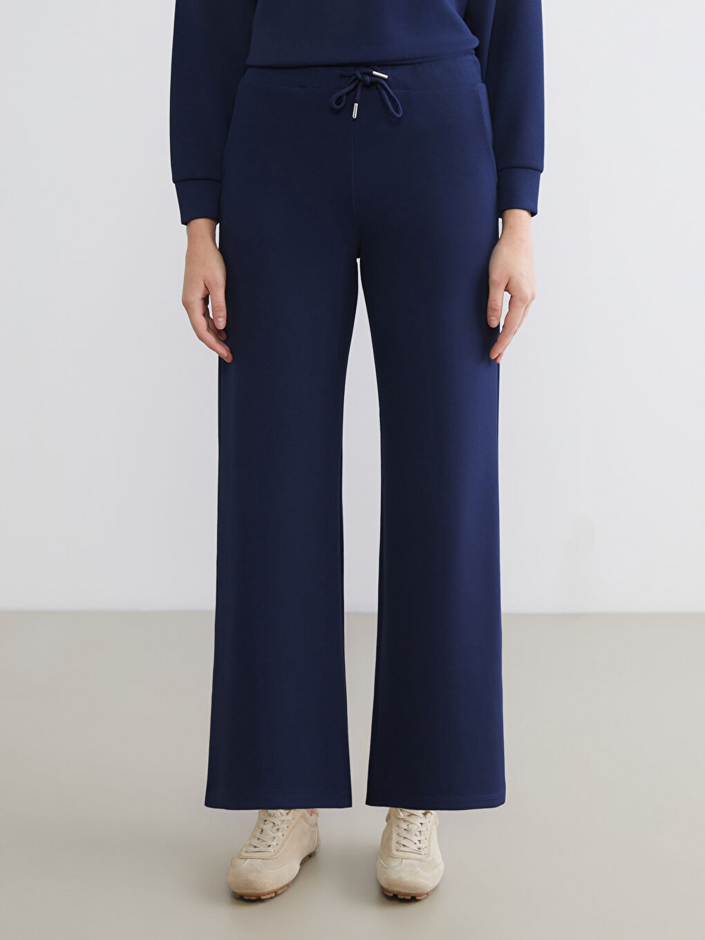 Lacivert Beli Lastikli Kadın Eşofman Altı-1