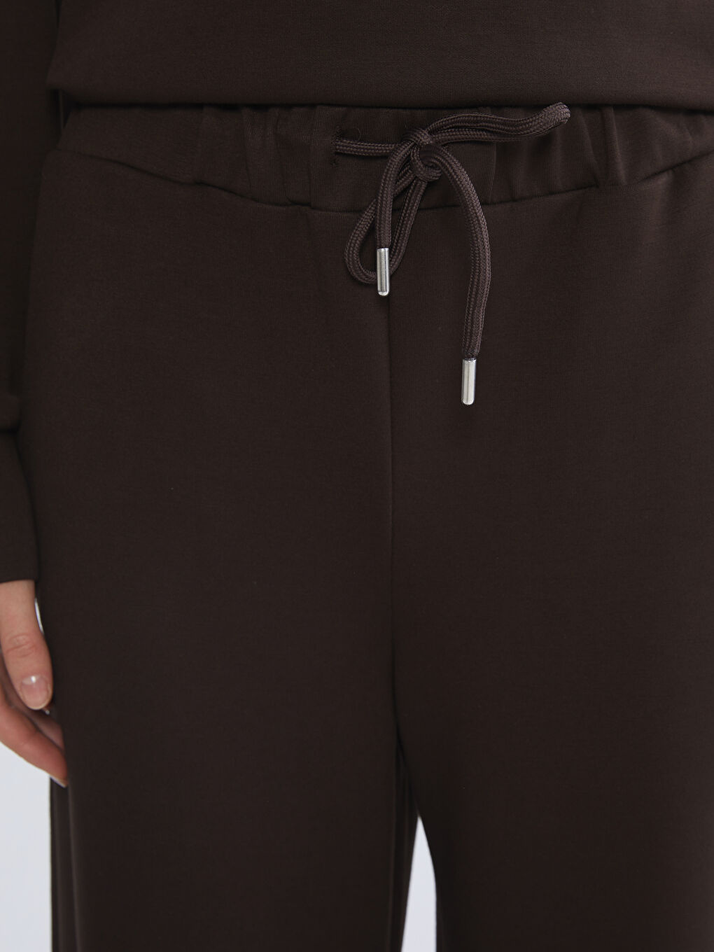 Kahverengi Beli Lastikli Kadın Eşofman Altı-2