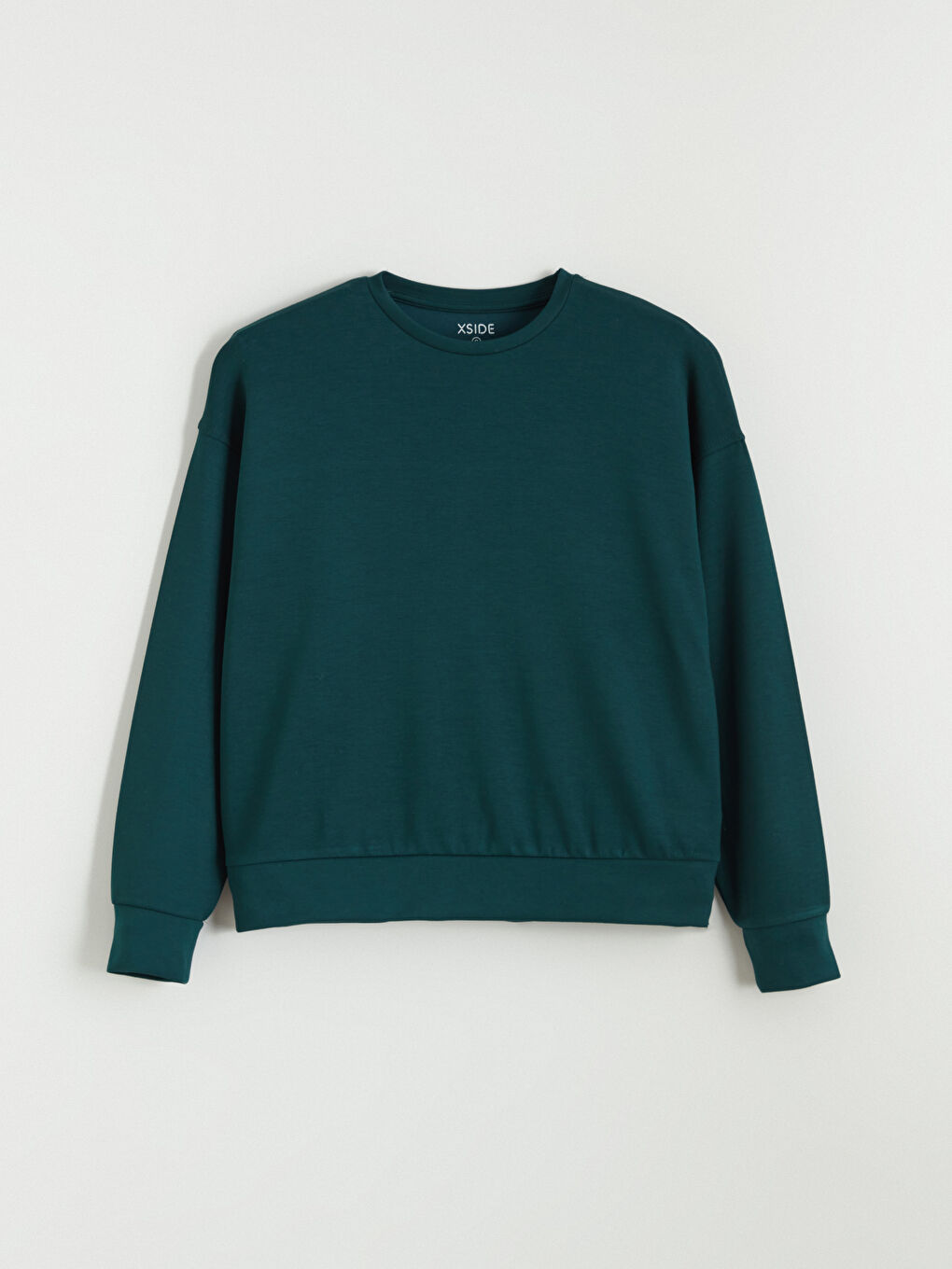 Yeşil Bisiklet Yaka Oversize Kadın Sweatshirt-4