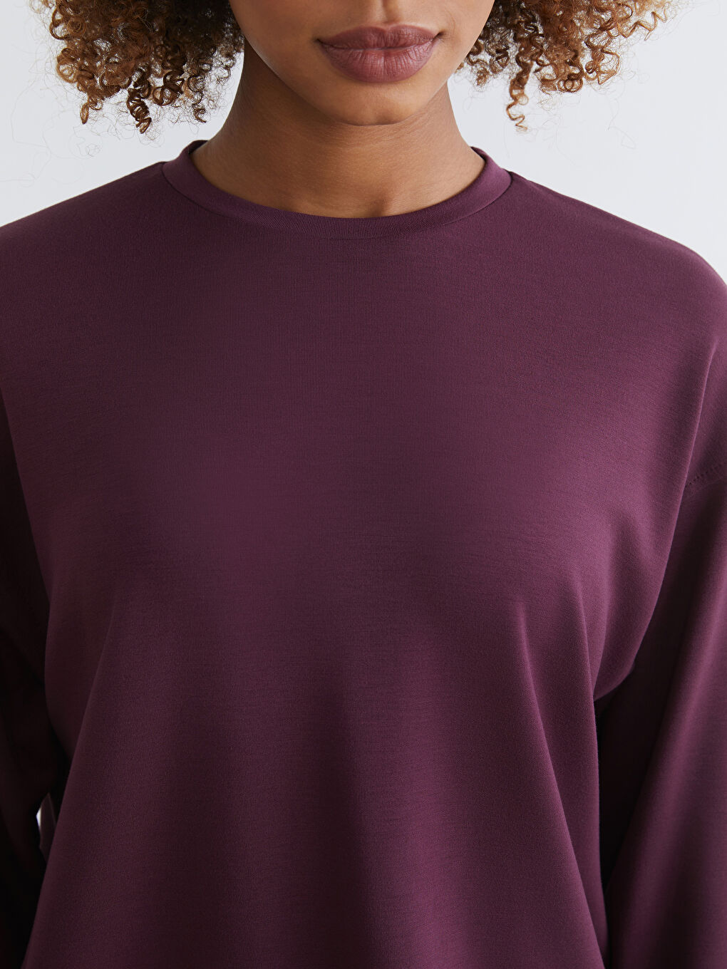 Mürdüm Bisiklet Yaka Oversize Kadın Sweatshirt-2