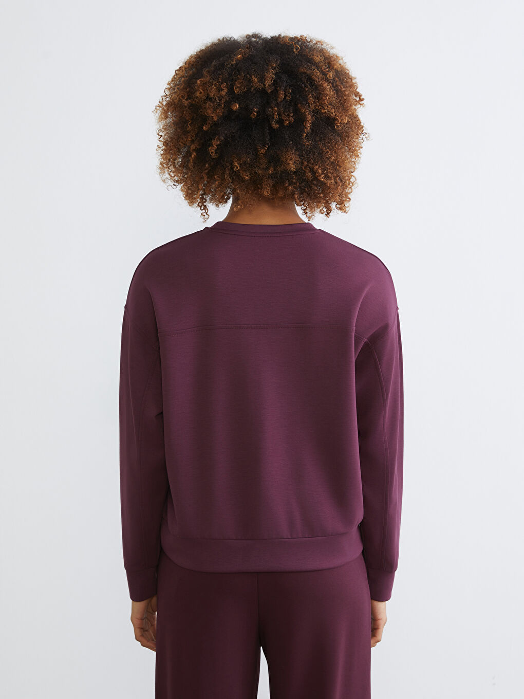 Mürdüm Bisiklet Yaka Oversize Kadın Sweatshirt-3